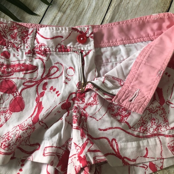 Lilly Pulitzer Super Cute Red/ White Short Size 0 - Picture 7 of 11